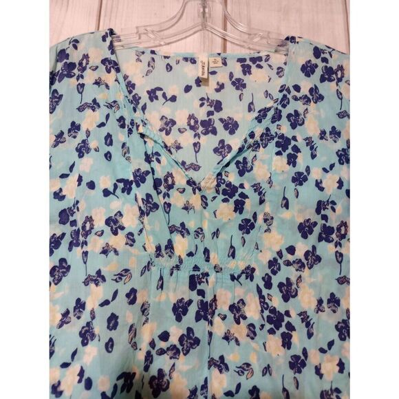 2 For 30 St John's Bay Shirt Ladies Extra Large Blue Floral Light Weight - Picture 3 of 6
